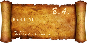 Bartl Ali névjegykártya